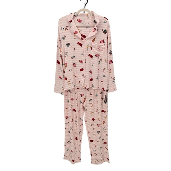 Kate Spade New York NWT Pajama Set Cocktail Party Print Lounge Sleepwear Large - Picture 2 of 11